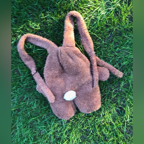 Handmade Knit Lined Fuzzy Bear Bunny Zipper Mouth Googly Eyes Backpack Bag OOAK - Picture 5 of 16